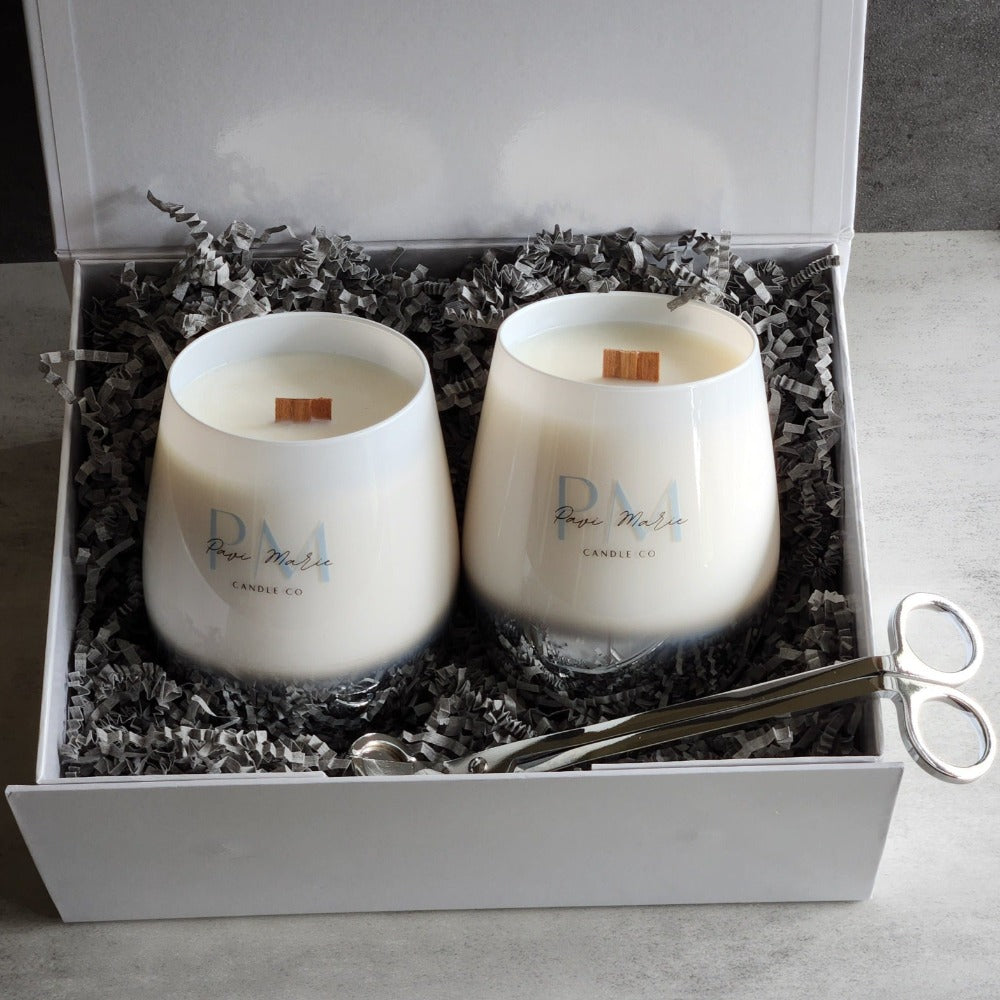Two Wine Glass Scented Candles Gift Set