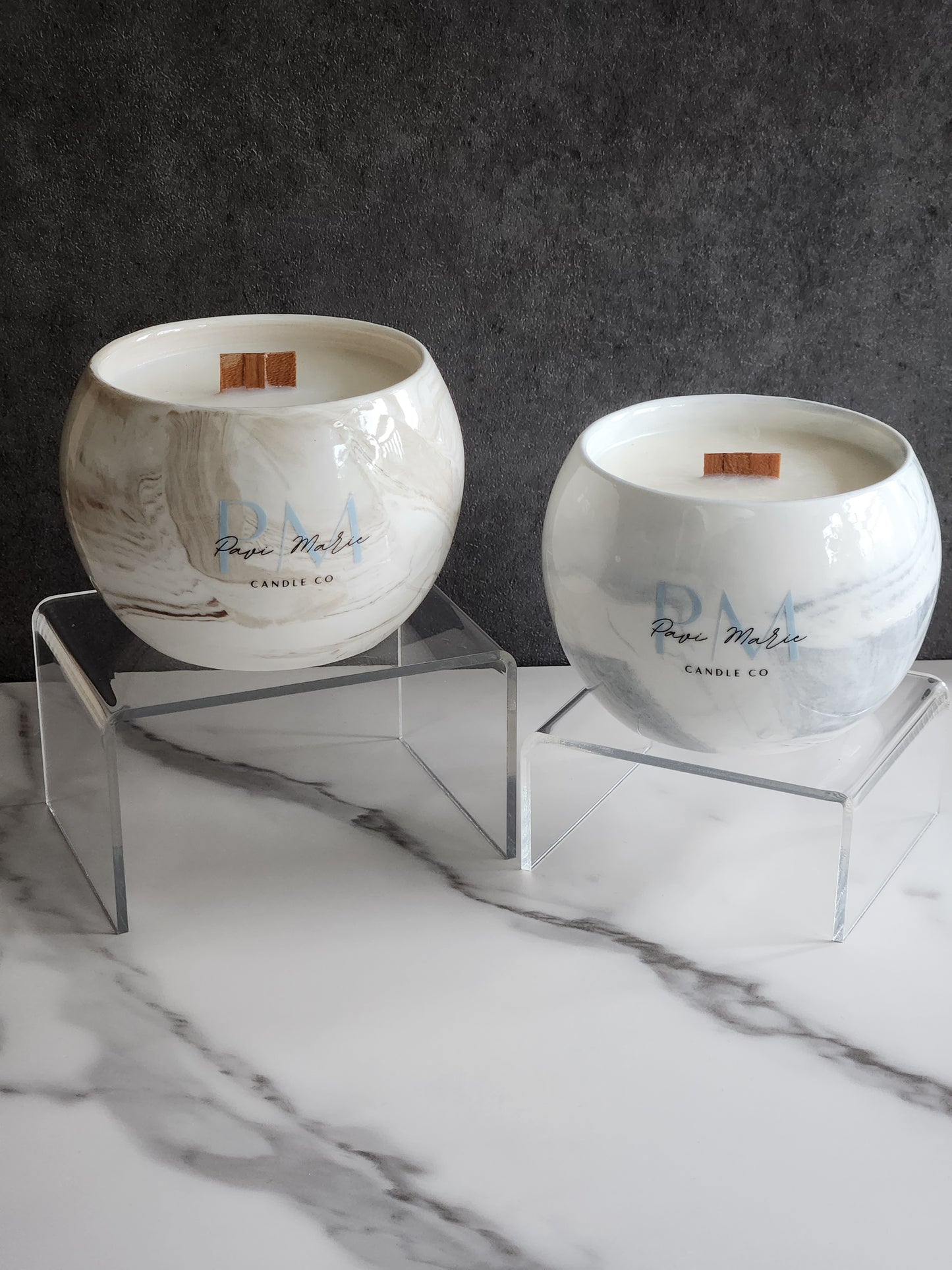 Two GRAY Ceramic Bowl Scented Candles Gift Set
