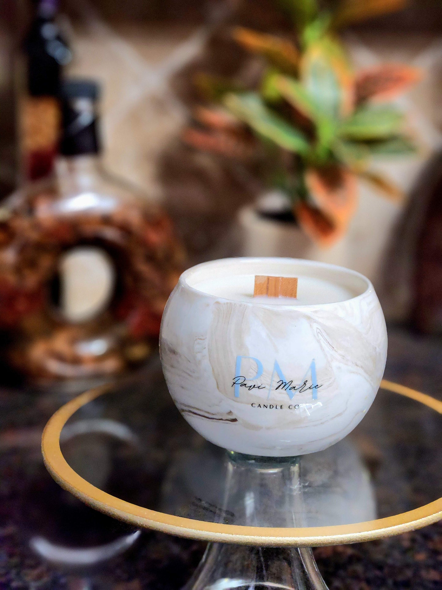 Ceramic Bowl Scented Candle - Brown Marble