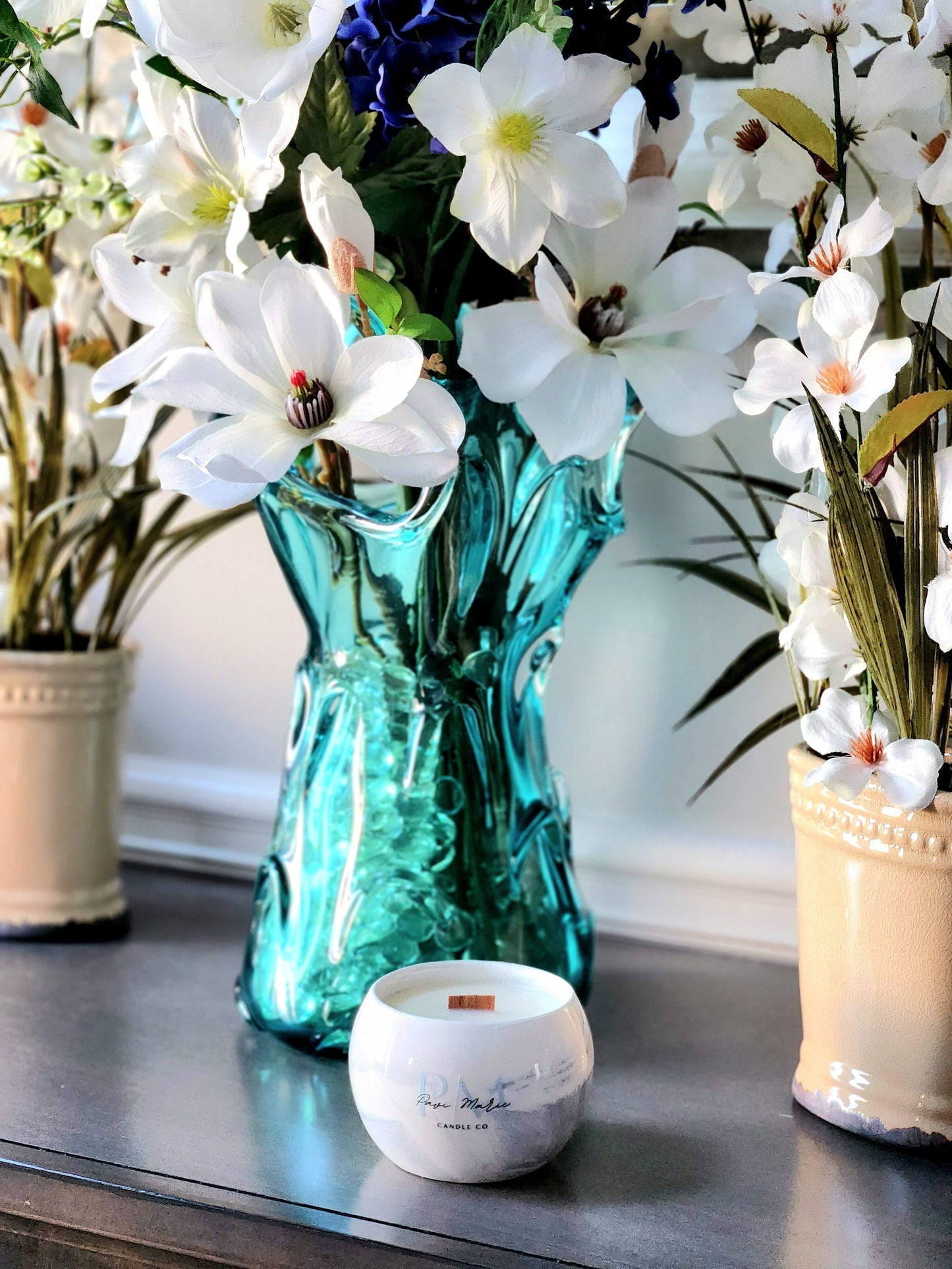 Ceramic Bowl Scented Candle - Gray Marble