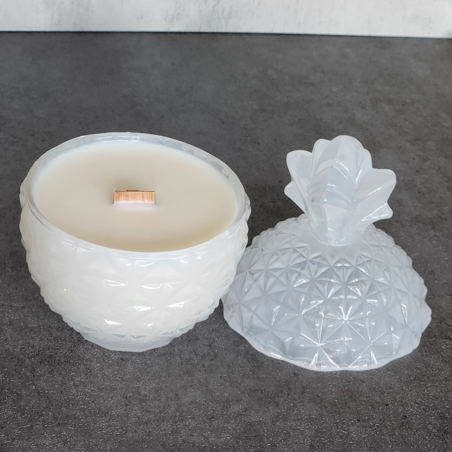 Pineapple Glass Scented Candle - White Frosted