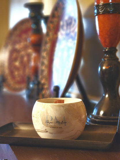 Ceramic Bowl Scented Candle - Brown Marble