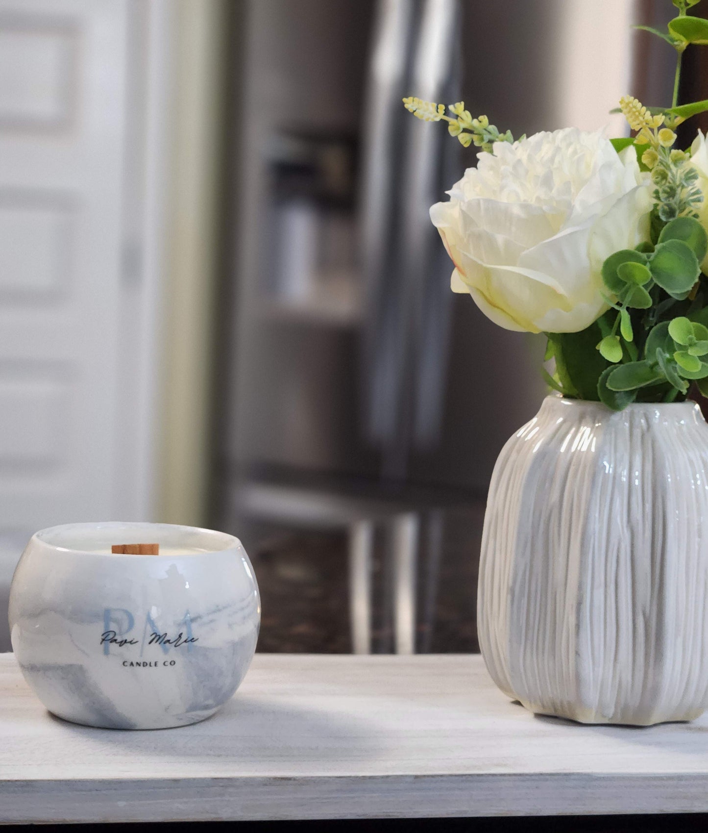 Ceramic Bowl Scented Candle - Gray Marble